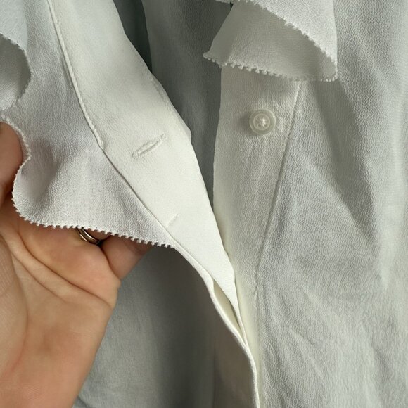 Brooks Brothers White Flutter Sleeve Hidden Button Shell Top Size Medium - Picture 4 of 11